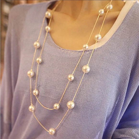Gold Layered pearl Necklace - Picture 12 of 12